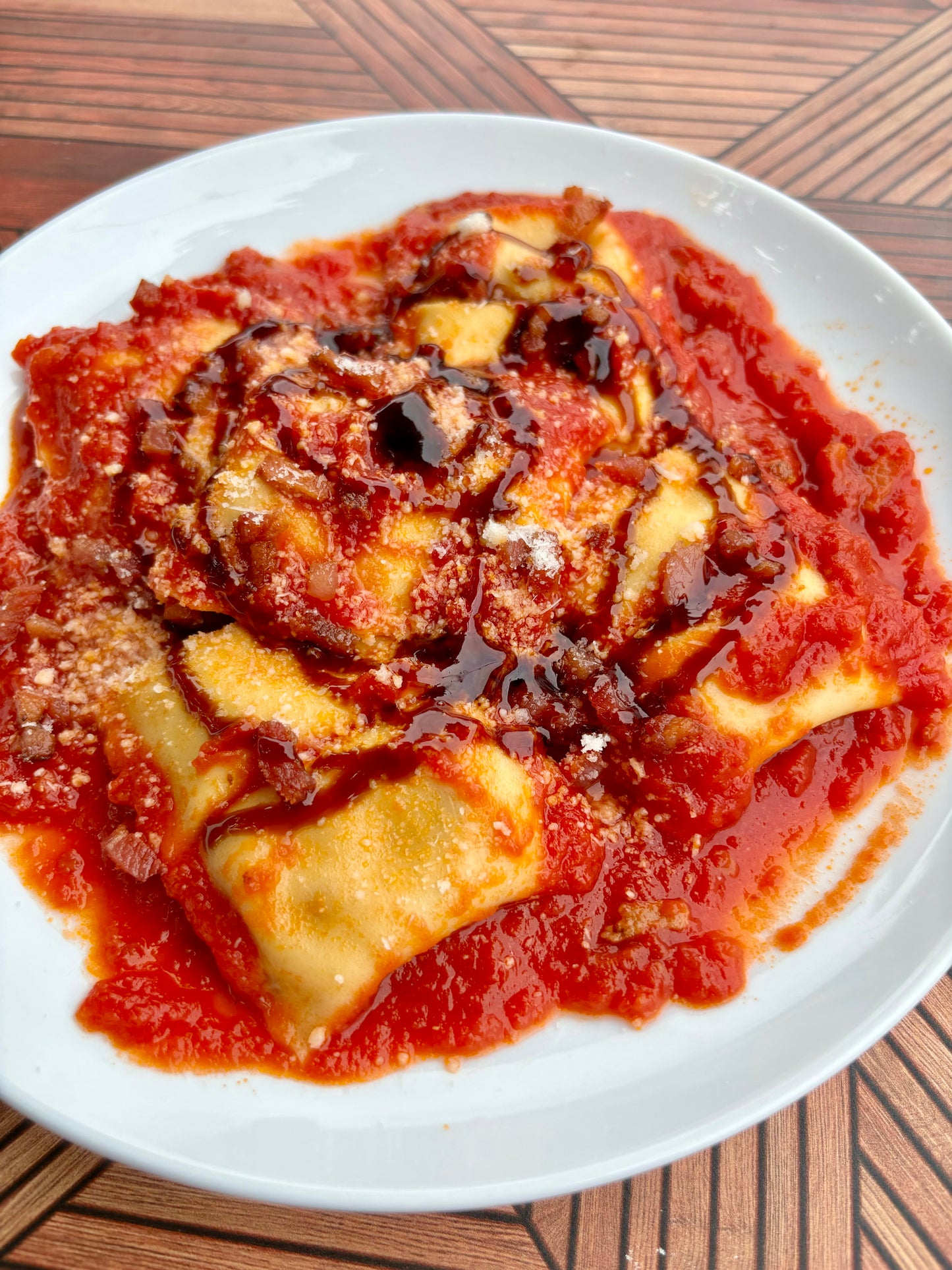 10/12 Boursin, Bacon, Leek Ravioli Doppio Amatriciana – Mostly Pasta